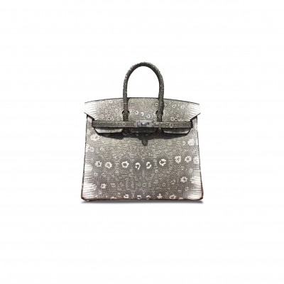 HERMES MASTER BIRKIN 25 LIZARD LEATHER SILVER BUCKLE BAG H028369CK18 (25*20*13cm)